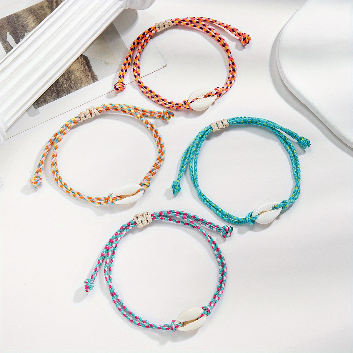 Bohemian Adjustable Bracelets Colorful Shell Bead Elastic Stretch Fit